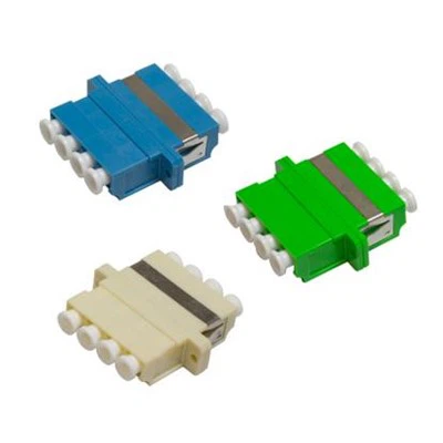 LC UPC Duplex Quad optisko šķiedru adapteris 4 Cores 10G OM3 OM4 ar atloki Plastic